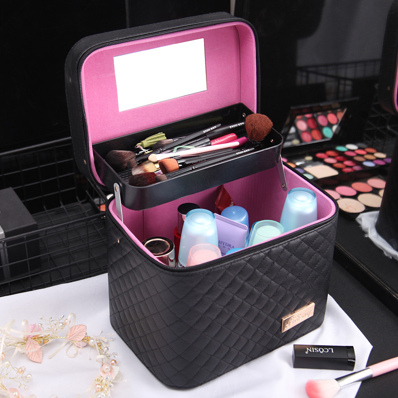 Wholesale customized makeup bags, new large-capacity travel portable makeup cases, hand-held PU cosmetics storage bags