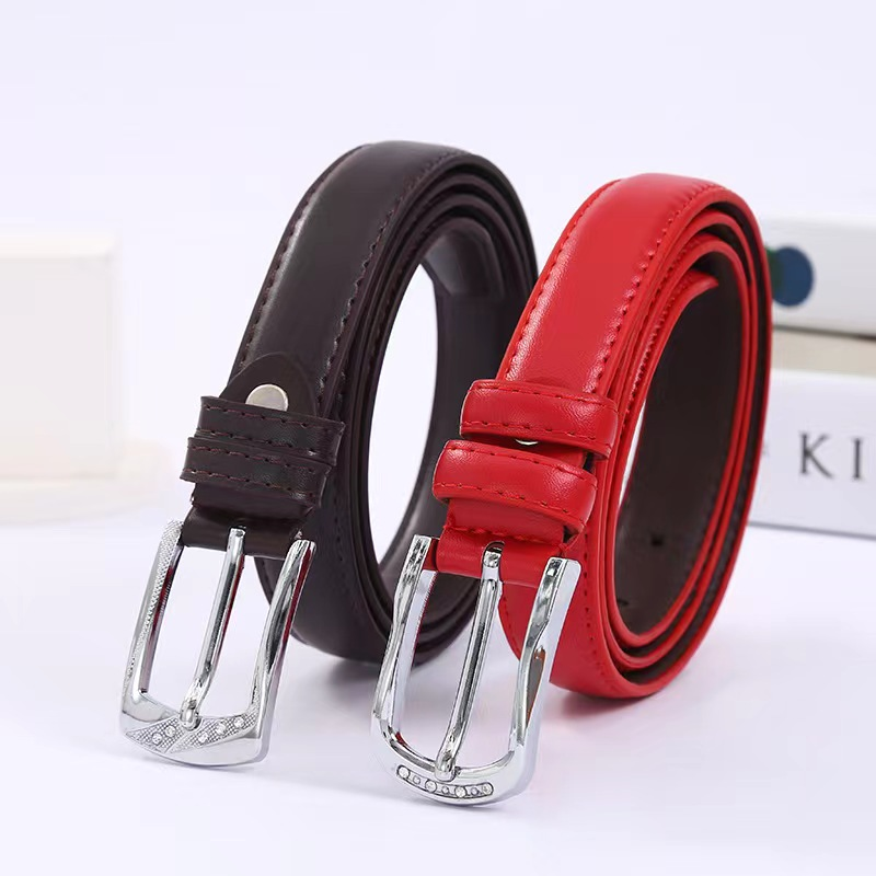 The trendy women's belt is simple and versatile, with a leather bottom and alloy pin buckle. The small apple women's belt manufacturer is selling it in stock Specification image