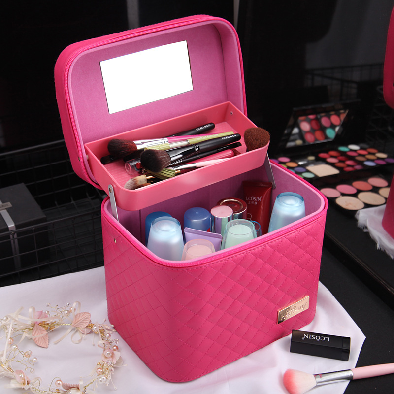Wholesale customized makeup bags, new large-capacity travel portable makeup cases, hand-held PU cosmetics storage bags details Picture