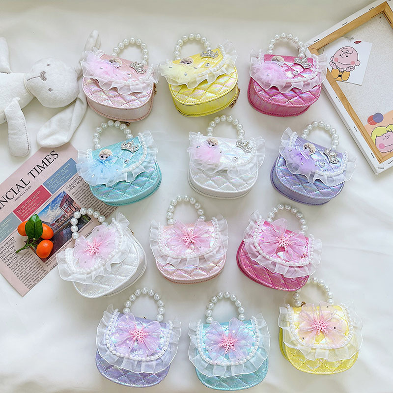 Cute Princess Chain crossbody Bag Foreign Pearl Tote Little Girl's purse New children's accessories coin purse