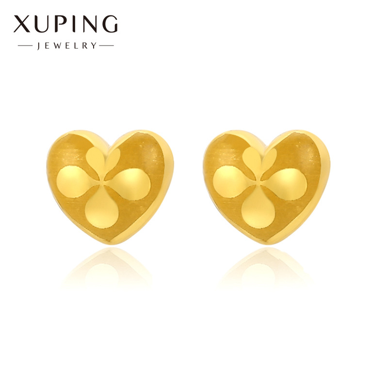 Xuping Jewelry alloy four-leaf clover heart-shaped earrings, high-end, niche and elegant earrings, simple heart-shaped earrings wholesale