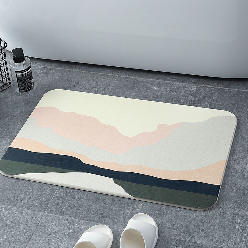Cross-border simple and abstract, dedicated diatom mud bathroom floor MATS, absorbent soft MATS, door MATS, quick-drying anti-slip MATS, independent website details Picture
