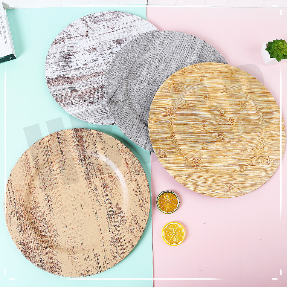 Fashion wood decorative plate plate plate plate plate hotel wedding placemat plate plate plastic plate electroplating process plate