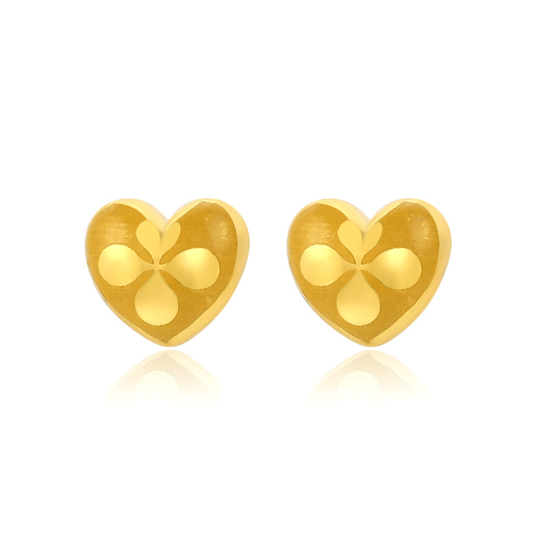 Xuping Jewelry alloy four-leaf clover heart-shaped earrings, high-end, niche and elegant earrings, simple heart-shaped earrings wholesale Item Picture