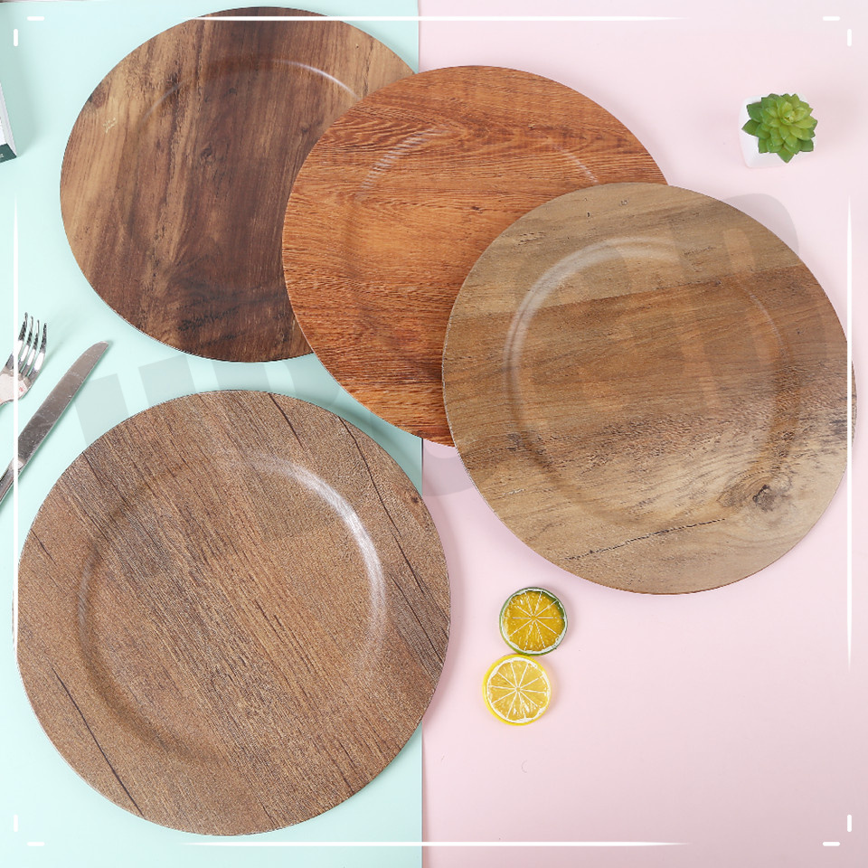 Fashion wood decorative plate plate plate plate plate hotel wedding placemat plate plate plastic plate electroplating process plate thumbnail