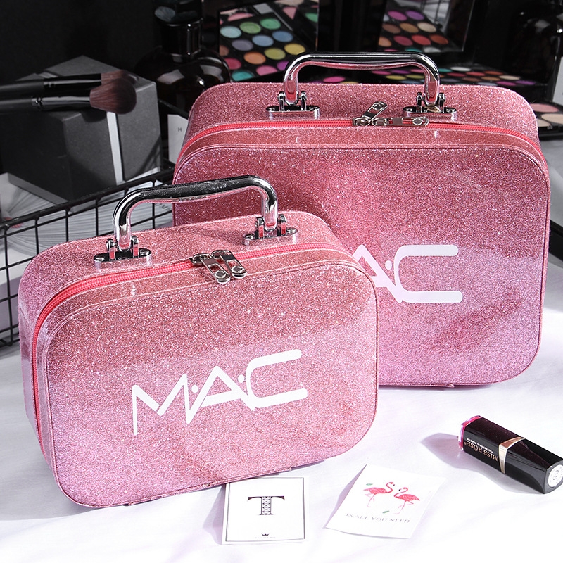 Cross-border Korean version of large capacity MAC makeup bag pu leather portable new portable makeup box travel bag customization