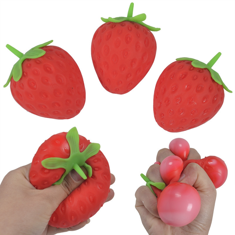 跨境水果草莓捏捏乐TPR减压解压儿童玩具发泄球新奇玩具面粉球详情图2