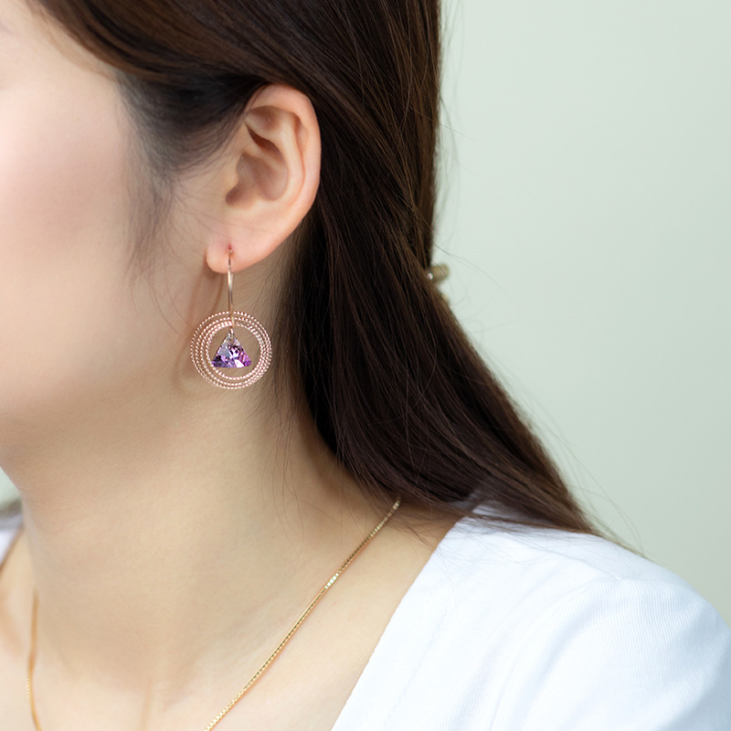 Joyería xu ping oro rosa forma geométrica bucles pendientes europa y américa cross border ornamentos cristal círculo pendientes mujeres Application Scenario