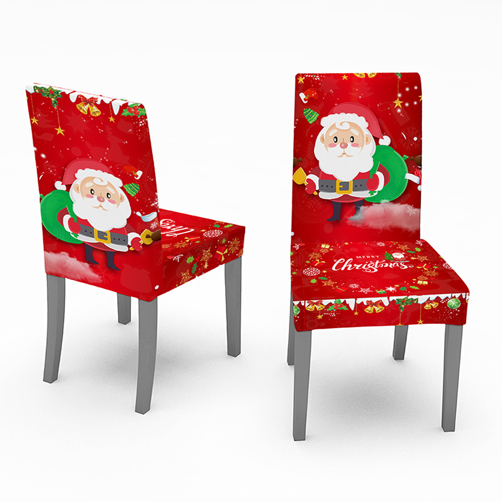 Christmas decoration digital printing universal elastic chair cover for household dining table and chair cover cross-border supply thumbnail