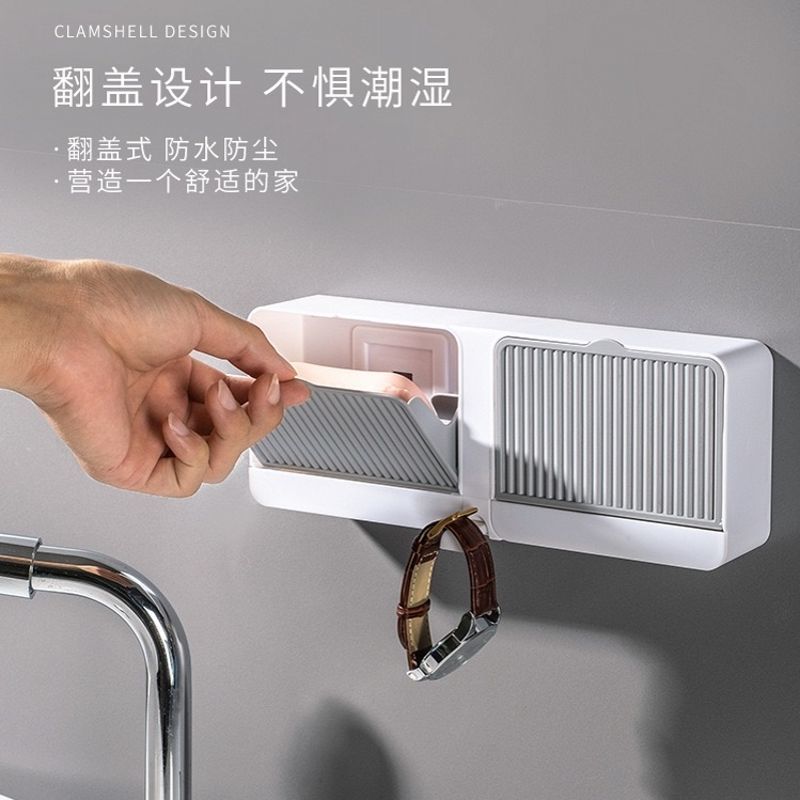 创意肥皂盒带盖香皂盒大码双格沥水免打孔翻盖皂盒卫生间洗衣皂盒