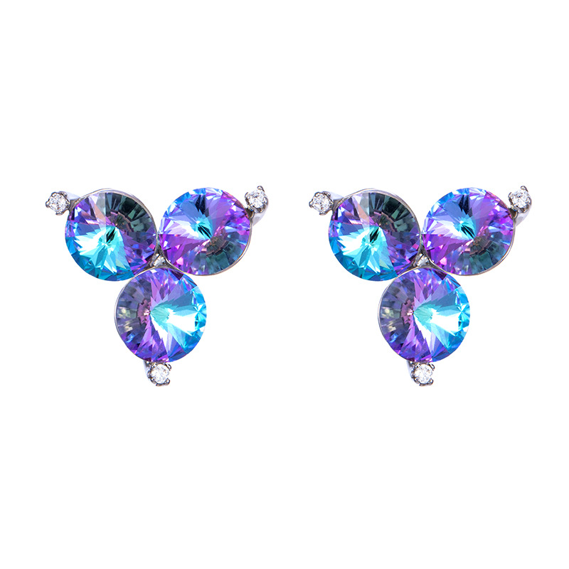 Xuping Jewelry offers cross-border export accessories from Europe and America, including purple clover stud earrings and fashionable imitation crystal earrings from Europe and America Item Picture
