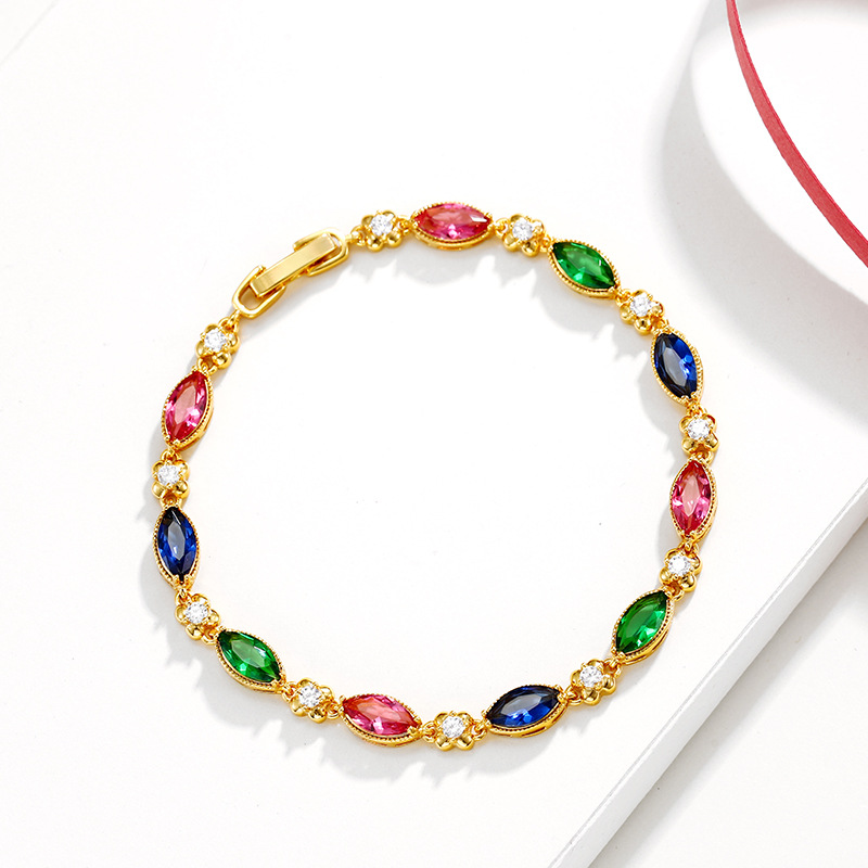 Xuping Jewelry's 24k gold-plated flower jewelry for women's foreign trade with a fashionable design sense ruby bracelet Specification image