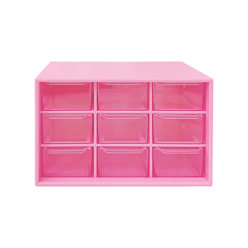 ins Girl 9-grid dust-proof drawer storage box, desktop stationery and jewelry organization box, planner and cosmetics storage Item Picture