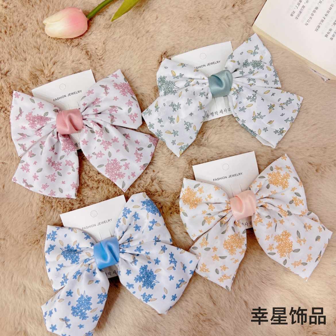 Yongai Jiu Ai's large bow headwear, hairpin, top clip, super ethereal and fresh fabric, girl's chiffon, high ponytail hairpin