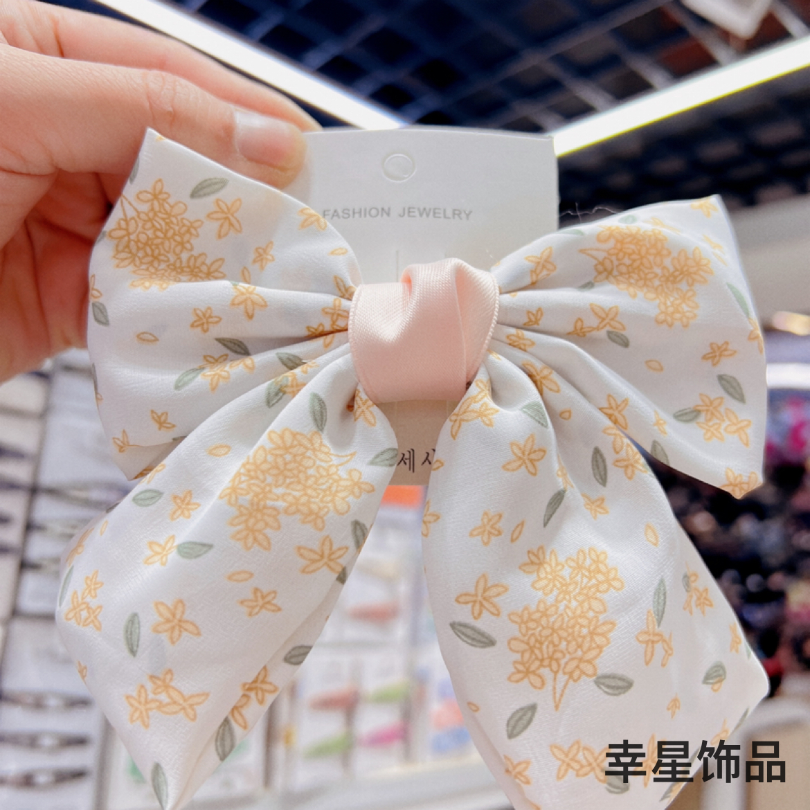 Yongai Jiu Ai's large bow headwear, hairpin, top clip, super ethereal and fresh fabric, girl's chiffon, high ponytail hairpin Item Picture