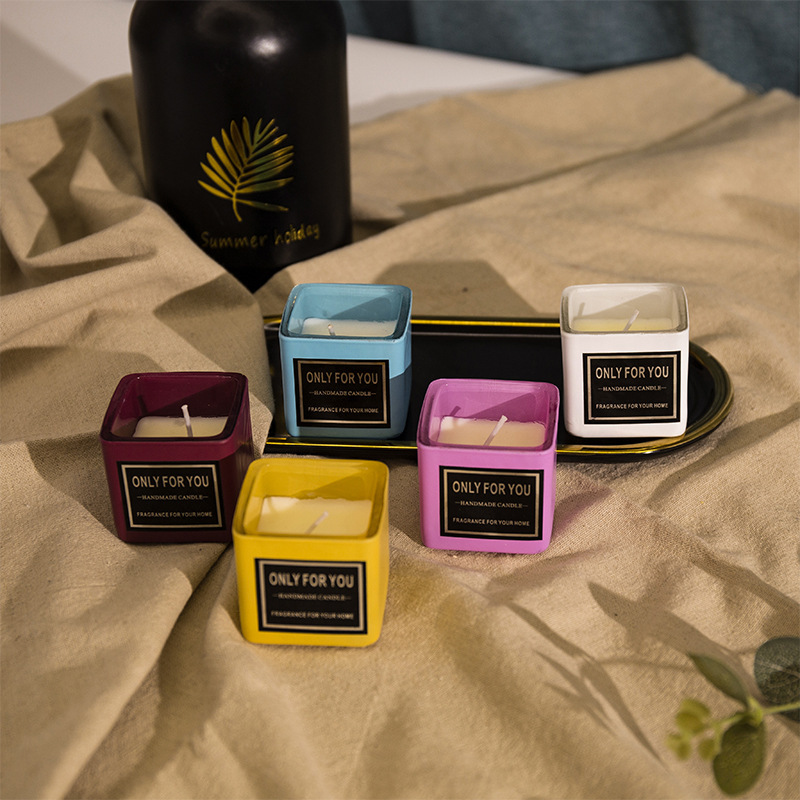 Manufacturers directly provide glass scented candle smokeless small square cup candle scented with hand aroma