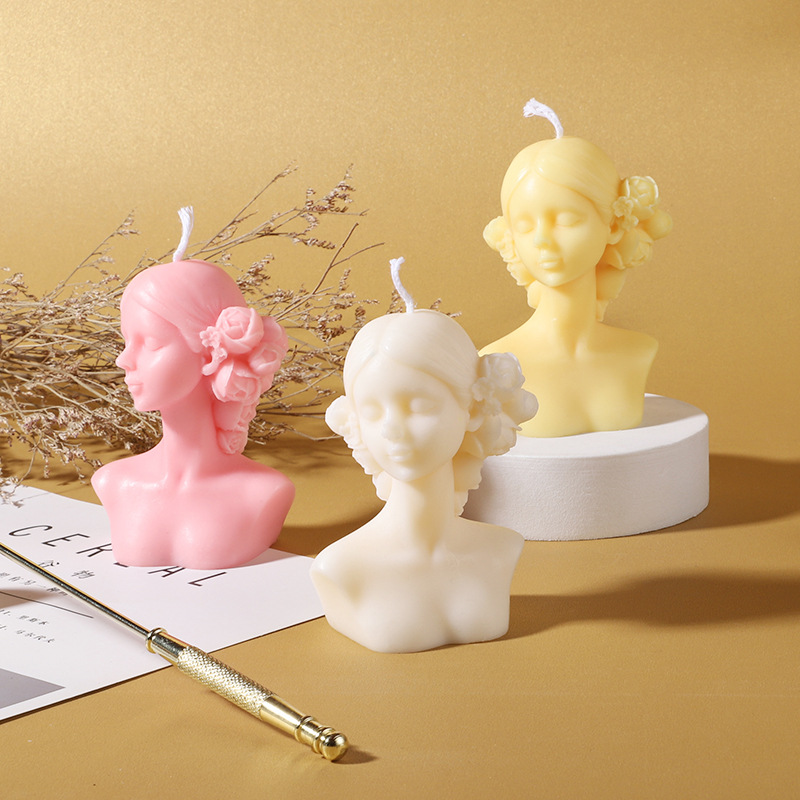 Rose girl scented candle delicate girl modeling creative DIY birthday gift scented candle decoration cross-border