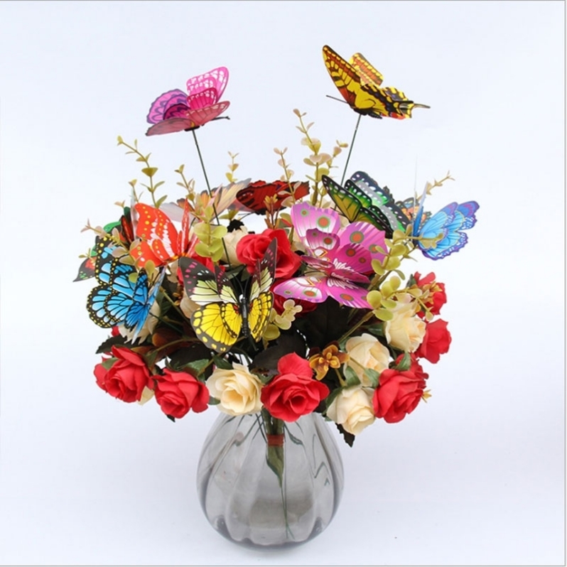 22Cm Double-Layer Three-Dimensional Rod Simulation Butterfly Flower Garden Greening Wedding Venue Arranged Dance Props Item Picture