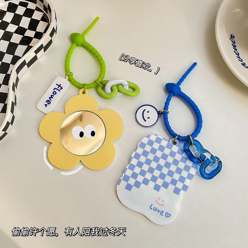 Original Special-Shaped Cartoon Mirror Girl Heart Portable Small Mirror Keychain Cute Creative Makeup Mirror Manufacturers Wholesale Specification drawing