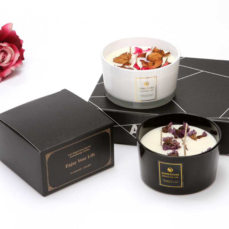 玻璃杯香薰蜡烛无烟香氛干花香薰大豆蜡伴手礼图