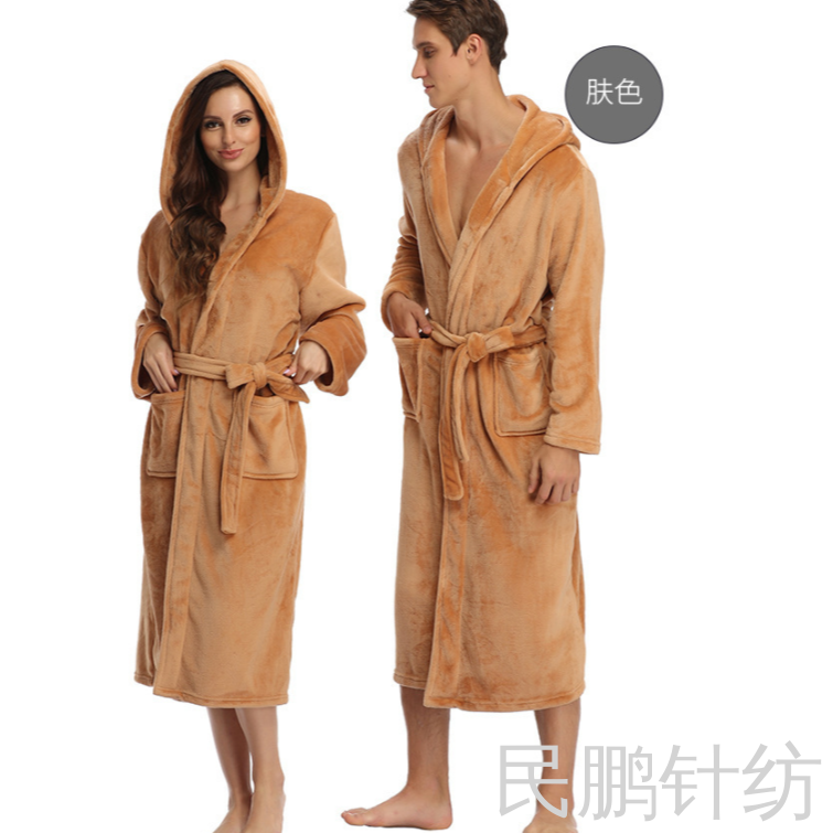 Minpeng High Quality Thick Flannel Nightgown Large Size Export Home Wear Couple Pajamas Female Coral Velvet Bathrobe Item Picture