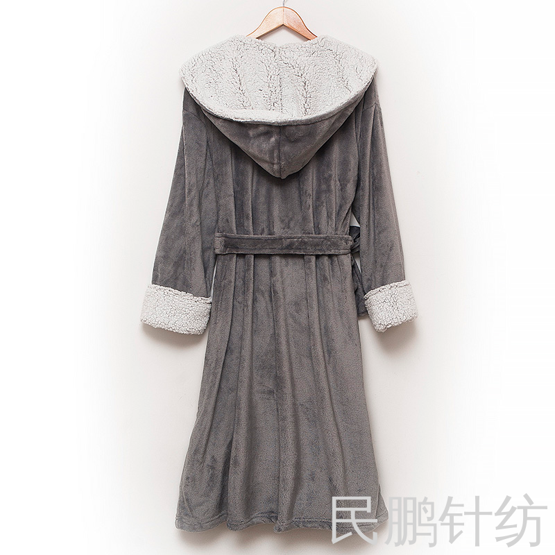 Flannel With Hat Thickened Autumn And Winter Dressing Gown Couple Pajamas Home Wear Adult Coral Velvet Ladies Bathrobe Four Seasons Specification drawing
