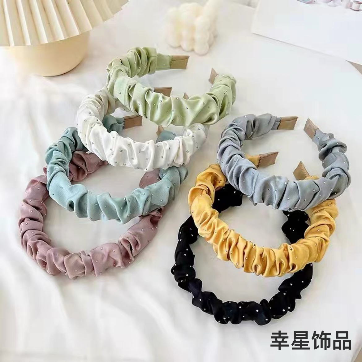YAJA's high-quality new hair band, solid color fabric with rhinestones, simple hair accessory headband, pleated ladies' hairpin headwear
