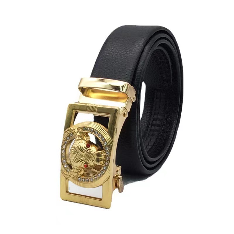 New diamond-encrusted men's bull head automatic buckle belt, PVC-edged automatic belt, live exhibition gift belt Application Scenario