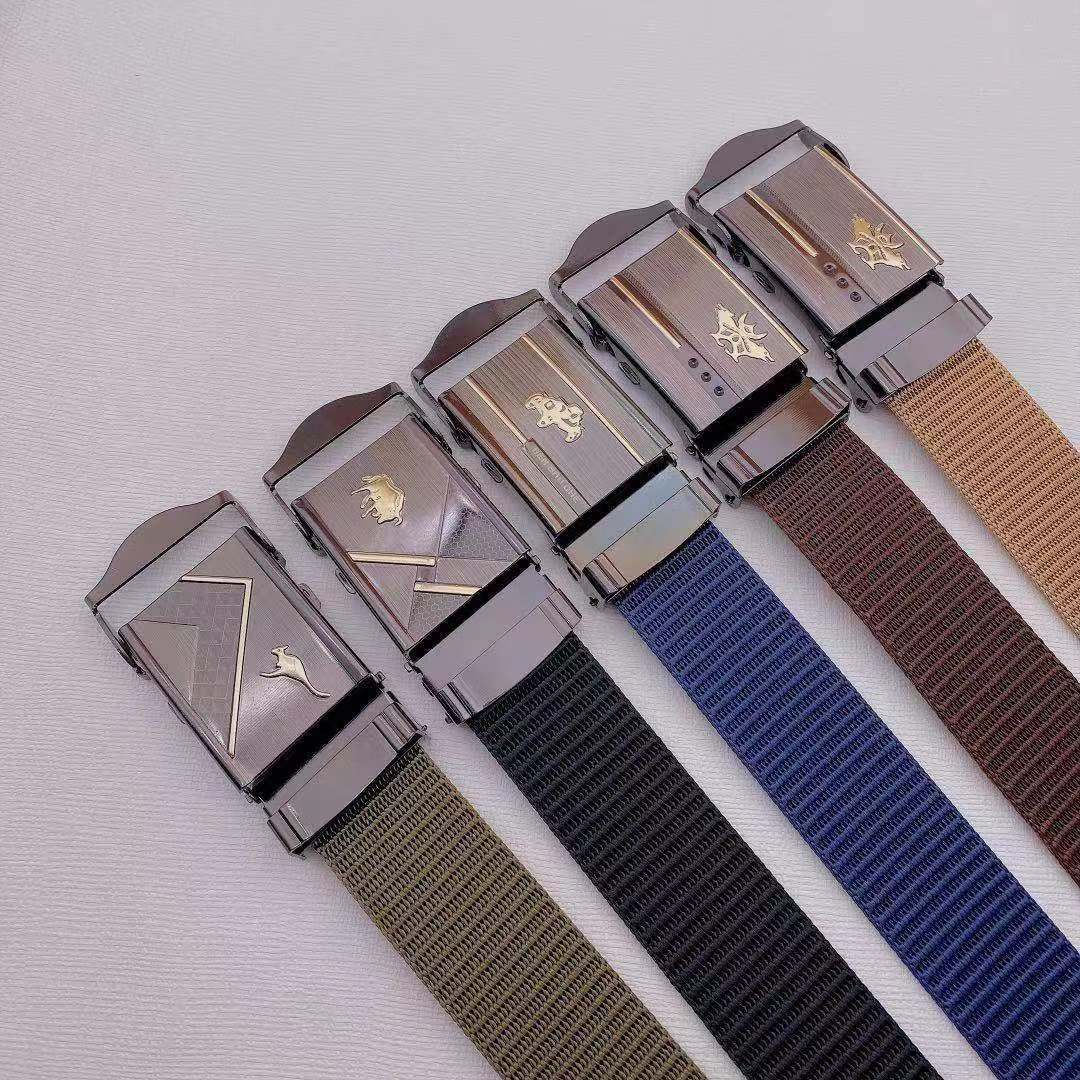 New thickened nylon toothless webbed with gold denim buckle flat toothless belt strong durable canvas belt