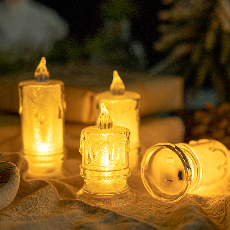 Wholesale of electronic candles, LED crystal luminous candle lamps, simulated proposal and birthday decorations, transparent mini fake candles