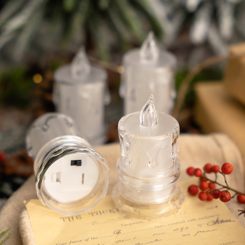 Wholesale of electronic candles, LED crystal luminous candle lamps, simulated proposal and birthday decorations, transparent mini fake candles details Picture