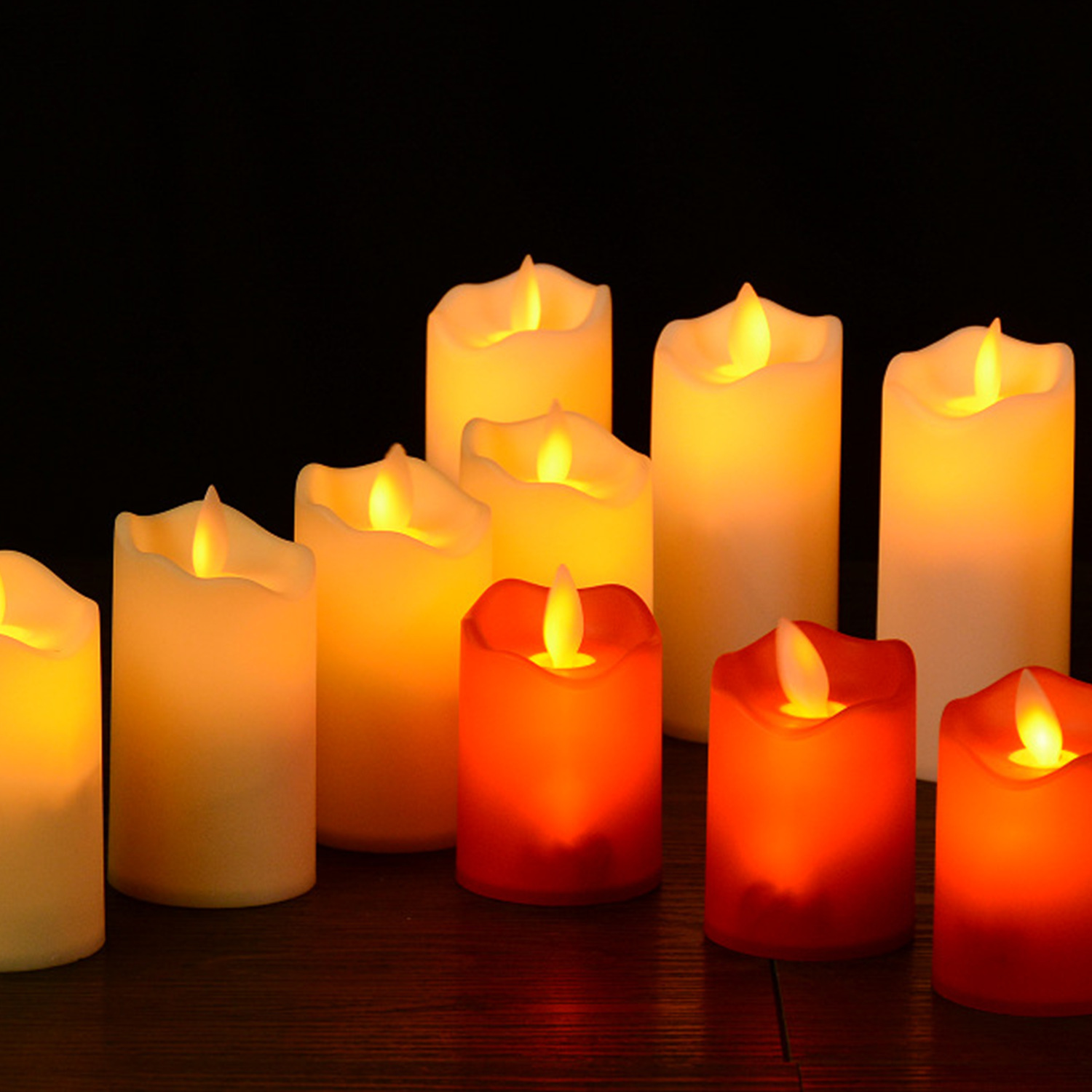 LED electronic candle lamp, plastic diameter 5cm, scene arrangement, creative pattern, swinging wave simulation candle Specification image