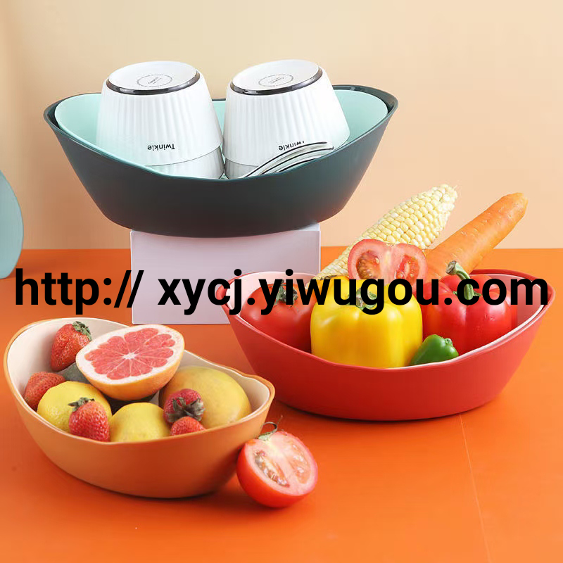 Vegetable washing basin draining basket, light luxury home living room fruit plate basket, vegetable washing magic tool, rice-washing basket, double-layer draining vegetable basket Application Scenario