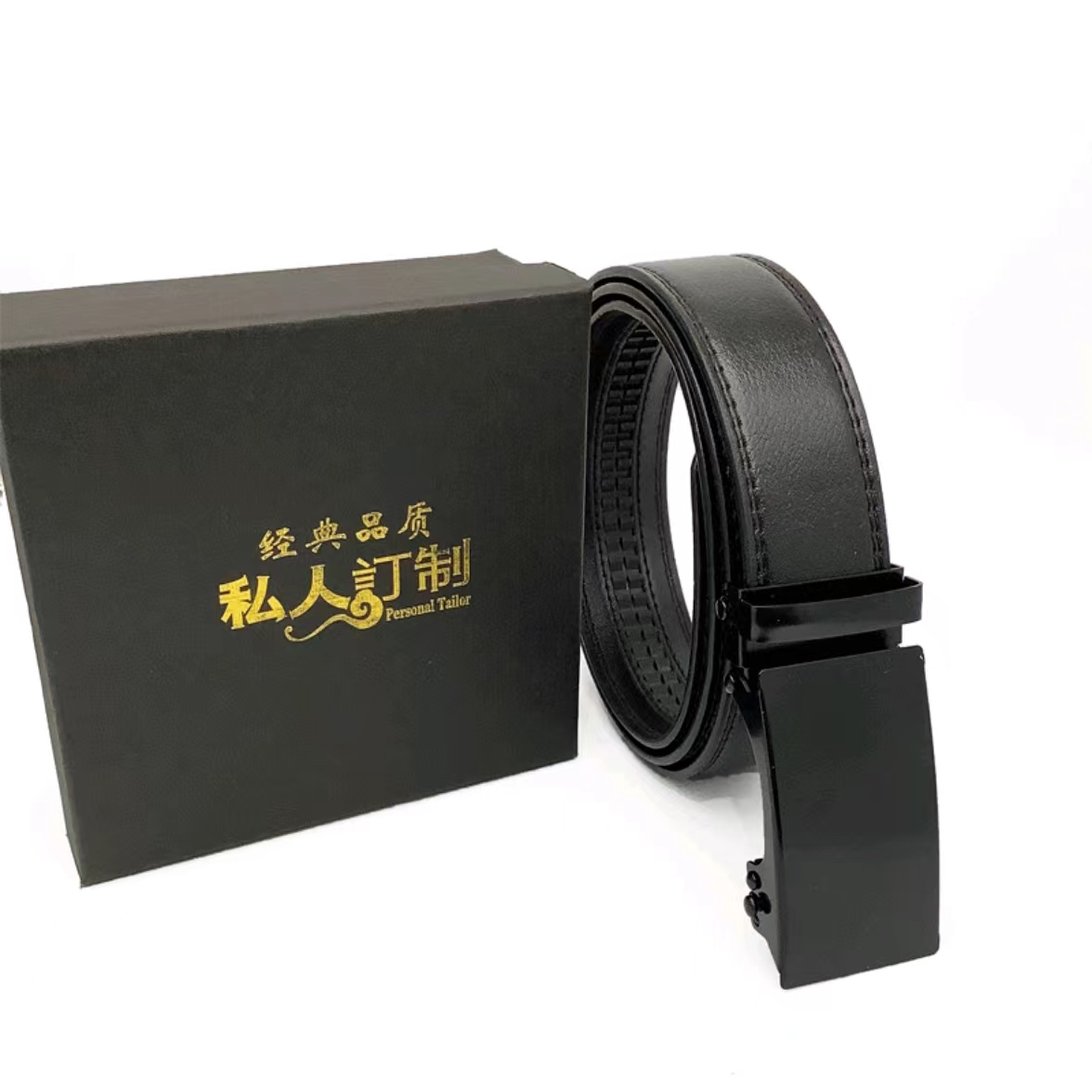 Men's online automatic buckle belt, fashionable casual business trousers, jeans belt, trendy belt, premium gift box Item Picture