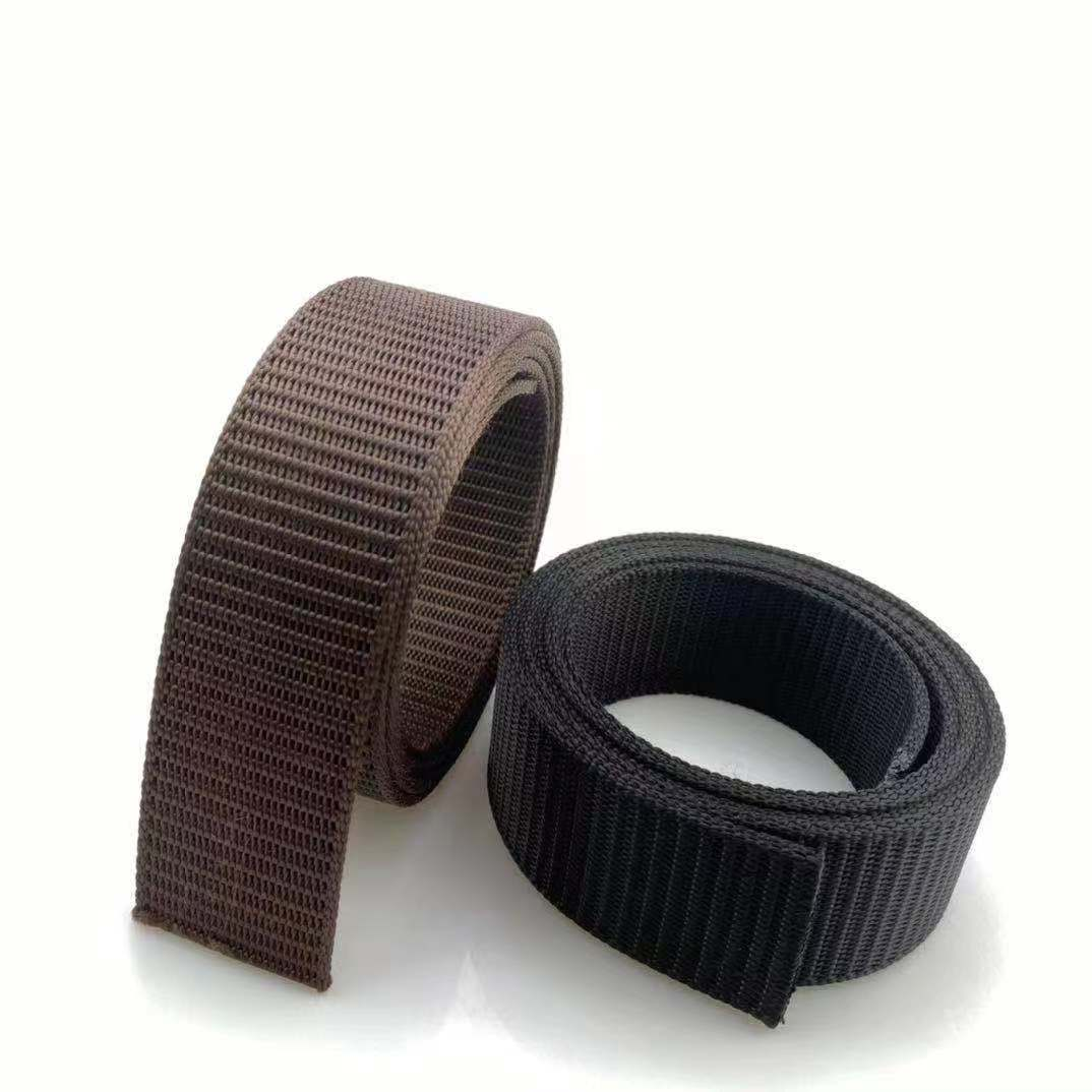 Men's canvas belt with a single ribbon without a buckle. The nylon webbing ribbon is strong, durable and will never break details Picture