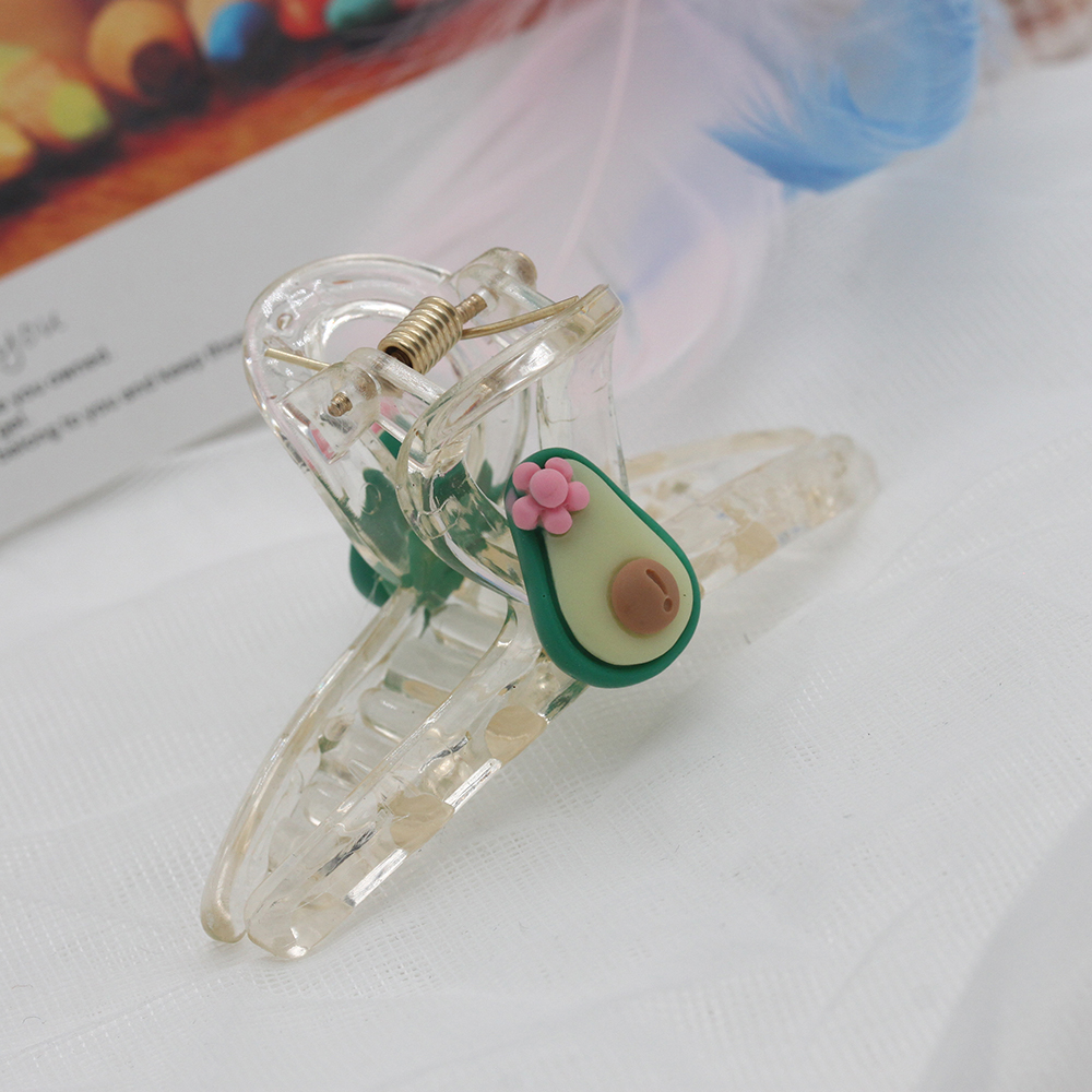 10-yuan store accessories: Cute fruit plastic transparent texture grabbers, bath hair clips, shark clips, and hair clips Item Picture