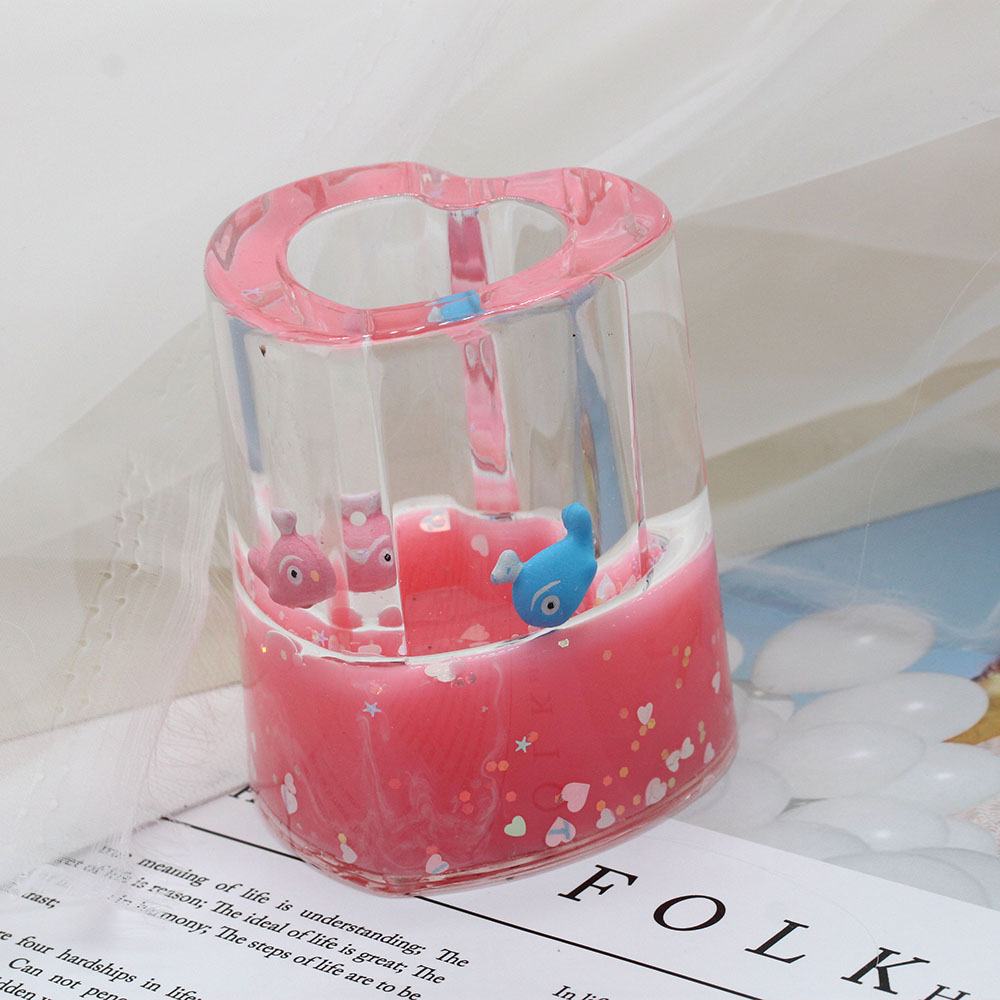 Acrylic heart-shaped milk oil drop student desktop creative cartoon pen holder for school opening and graduation gifts Specification image
