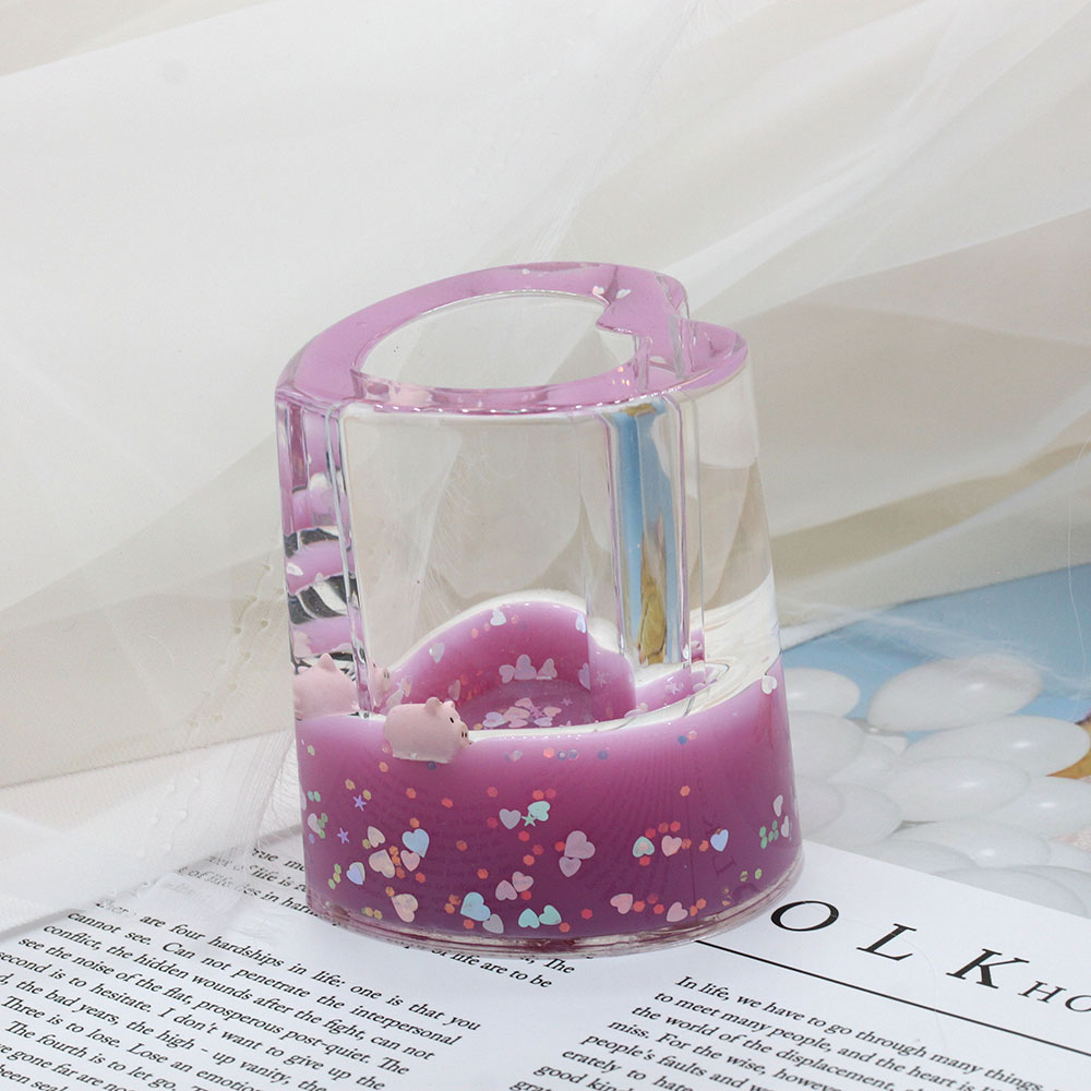 Acrylic heart-shaped milk oil drop student desktop creative cartoon pen holder for school opening and graduation gifts Item Picture