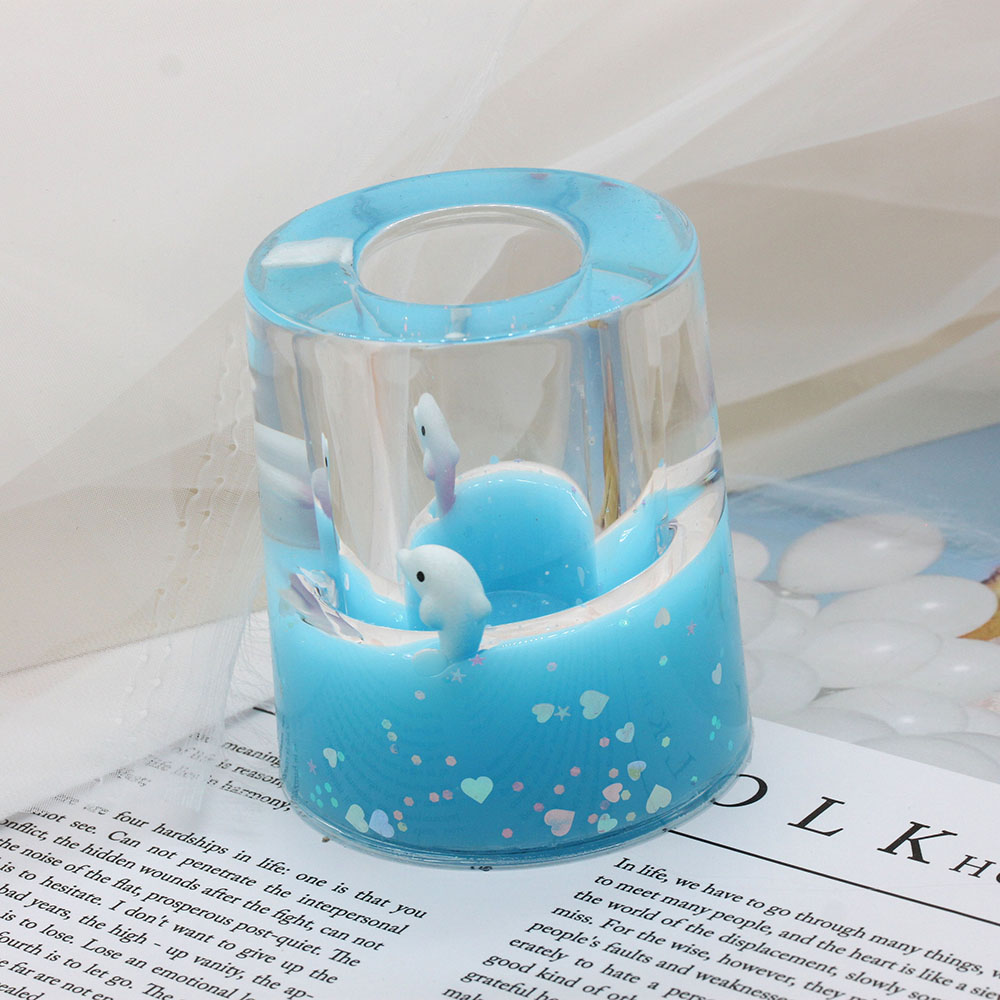 Acrylic round milk oil droplet student desktop creative cartoon pen holder, back-to-school and graduation gift Specification image