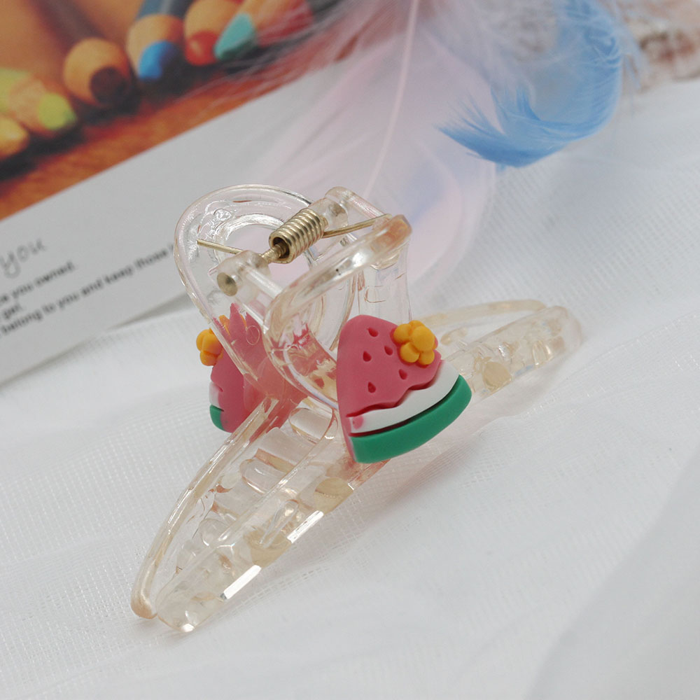 10-yuan store accessories: Cute fruit plastic transparent texture grabbers, bath hair clips, shark clips, and hair clips Specification image