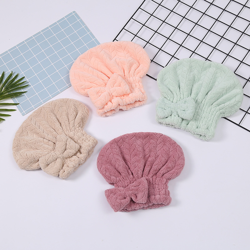 Bow Princess shower cap female adult dry hair cap wrap head dry hair towel coral velvet quick dry suction shower cap wholesale thumbnail