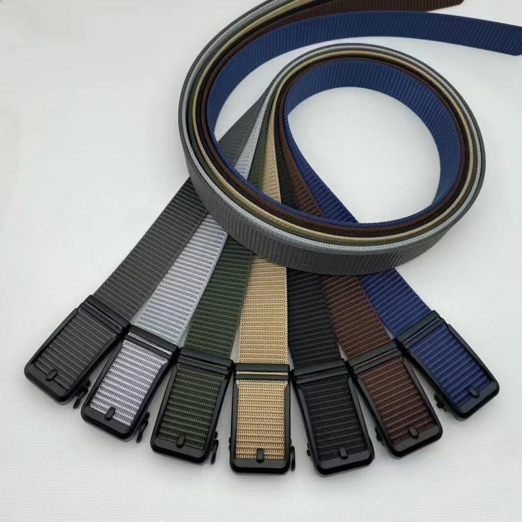 Fake needle iron toothless canvas belt with inworn imitation nylon tactical belt stylish men's casual pants belt
