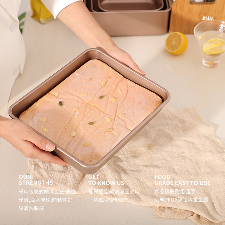 Factory wholesale baking molds: Rectangular baking trays with deepened non-stick texture, old-fashioned snowflake cookies, chicken wings, and heavy steel cake molds Specification image