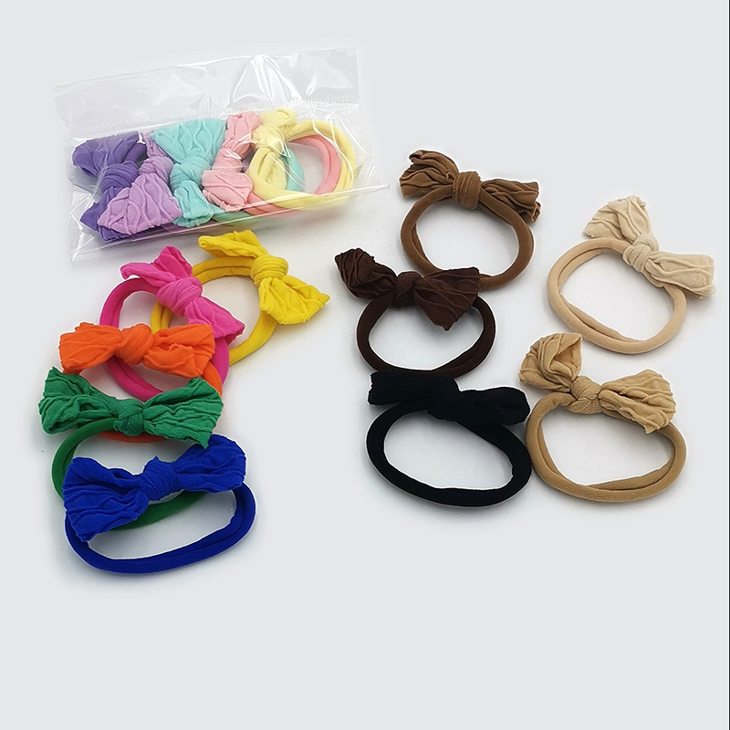 B1124 bag of 5 bow-shaped hair bands, hair accessories, hair ties, hair bands, hair rings and hair belts, 2 yuan, 2 yuan store in Yiwu Item Picture