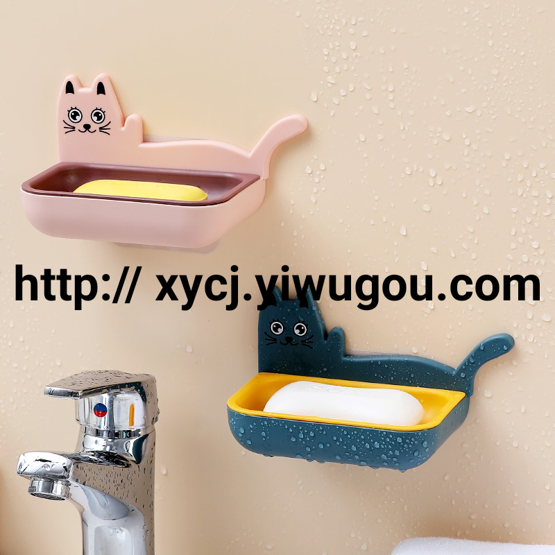Double-layer soap box, soap rack, draining soap box without punching holes, plastic cartoon cute wall-mounted soap rack wholesale Application Scenario