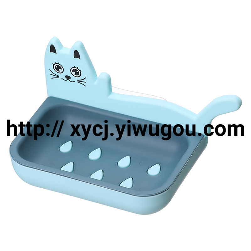 Double-layer soap box, soap rack, draining soap box without punching holes, plastic cartoon cute wall-mounted soap rack wholesale Item Picture
