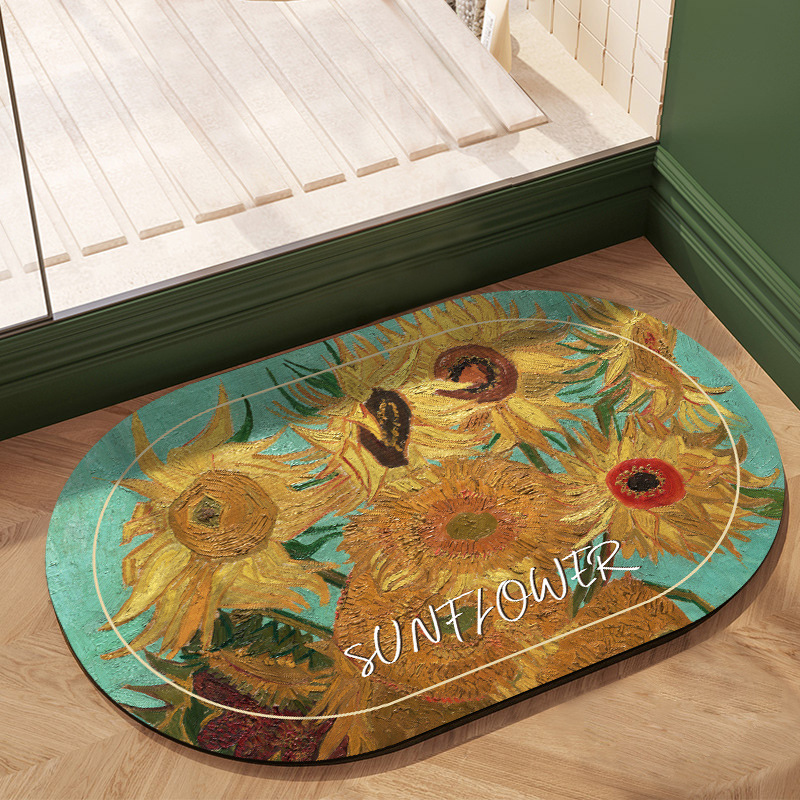 The bathroom diatom mud water-absorbing soft pad is anti-slip. The toilet floor mat and kitchen floor mat are anti-slip, oil-proof and can be wiped without washing details Picture