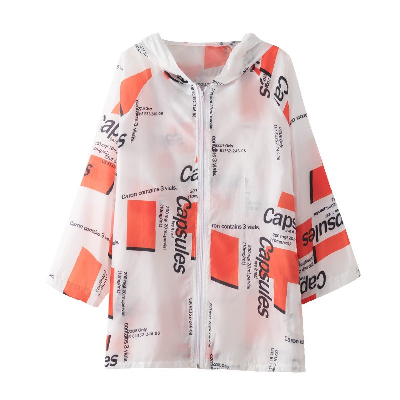 Loose hooded sun-protective cardigan with zipper jacket for women, a new Korean-style long-sleeved top with a thin summer design Item Picture