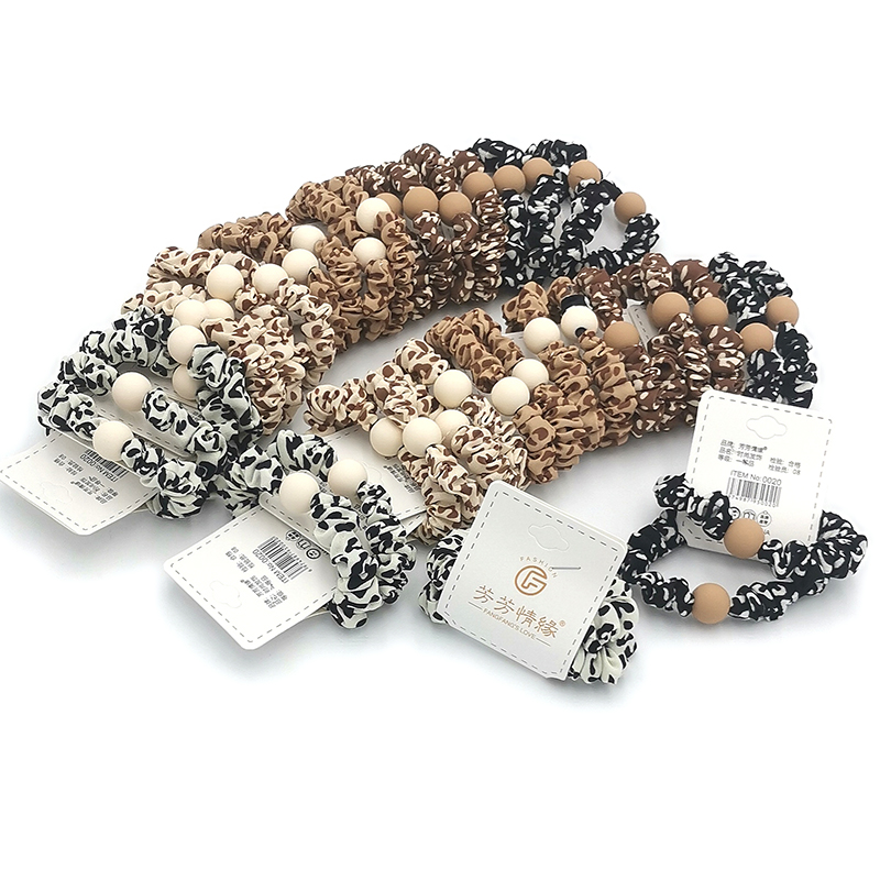 A3513 Sausage ring Chiffon, two leather bands, hair accessory, Korean style headwear, Hair band, hair rope, Yiwu Eryuan Store details Picture