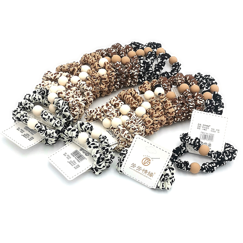 A3513 Sausage ring Chiffon, two leather bands, hair accessory, Korean style headwear, Hair band, hair rope, Yiwu Eryuan Store Specification image